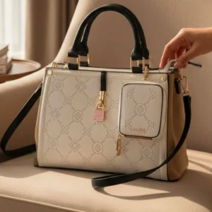 High End Salwah Satchel White Bag With Pouch