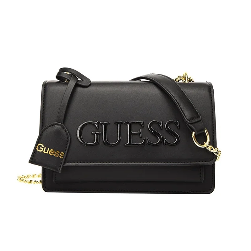 High End Solid Color Square Crossbody Shoulder Black Bag