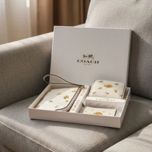 High End Teri 3-in-1 Shoulder White Bag Wallet Card Holder Gift Set