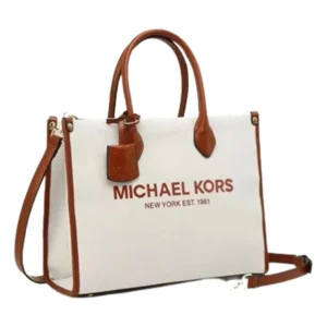 Premium Imported Mirella Shopper Tote White Brown Bag