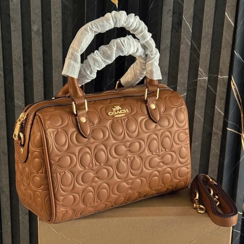 Premium Imported Rowan CC Embossed Signature Satchel Brown Bag