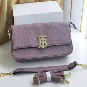 Premium Imported TB Logo-Plaque Embossed Monogram Sling Lilac Bag