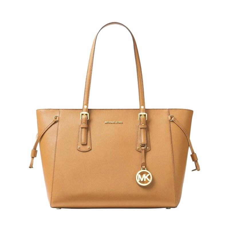 Premium Quality Voyager Medium Crossgrain Tote Brown Bag With Logo Charm