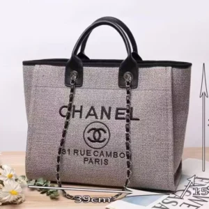 Designer-inspired Deauville Canvas Tote Brown Bag