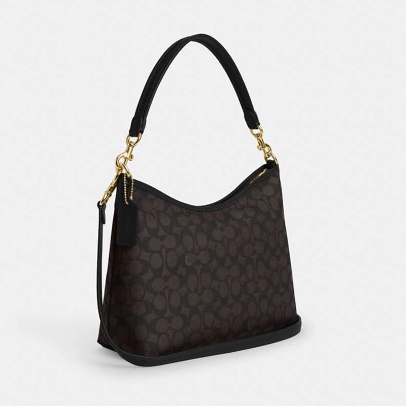 High End Coach Laurel Signature Hobo Coffee Handbag