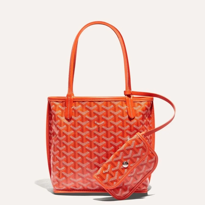 Premium Imported Reversible Mini Anjou Signature Tote Orange Bag With Pouch