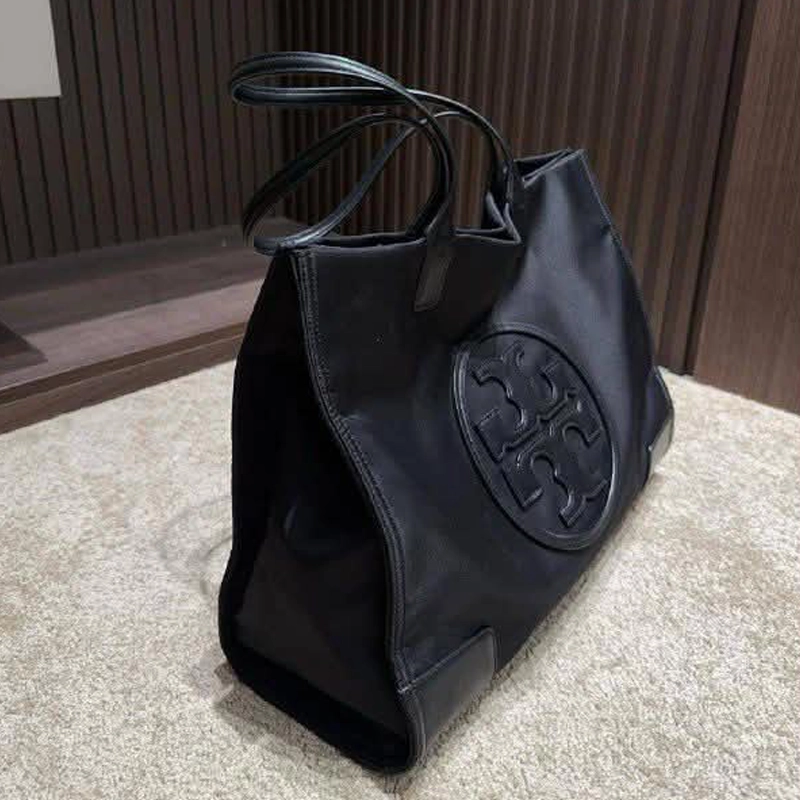 Designer-inspired Ella Logo Tote Black Handbag