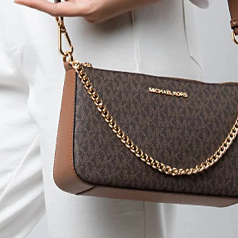 Designer-inspired Jet Set Medium Signature Logo Convertible Crossbody Coffee Tan Hand Bag