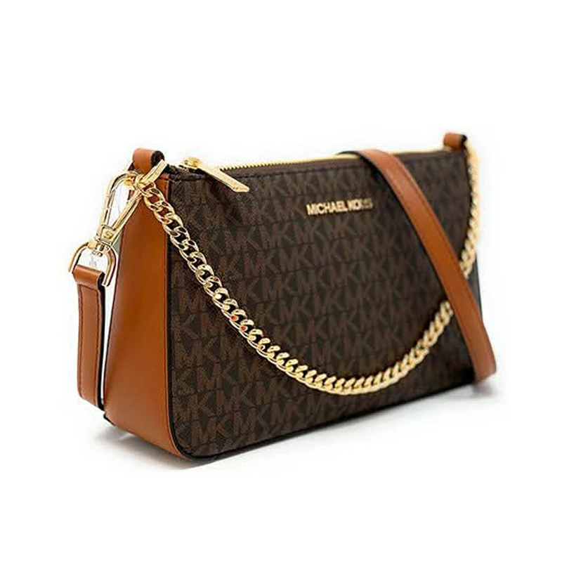 Designer-inspired Jet Set Medium Signature Logo Convertible Crossbody Coffee Tan Handbag