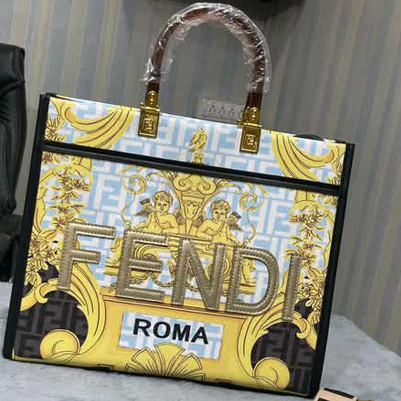Designer-inspired Roma x Versace Sunshine Leather Tote Multicolour Bag