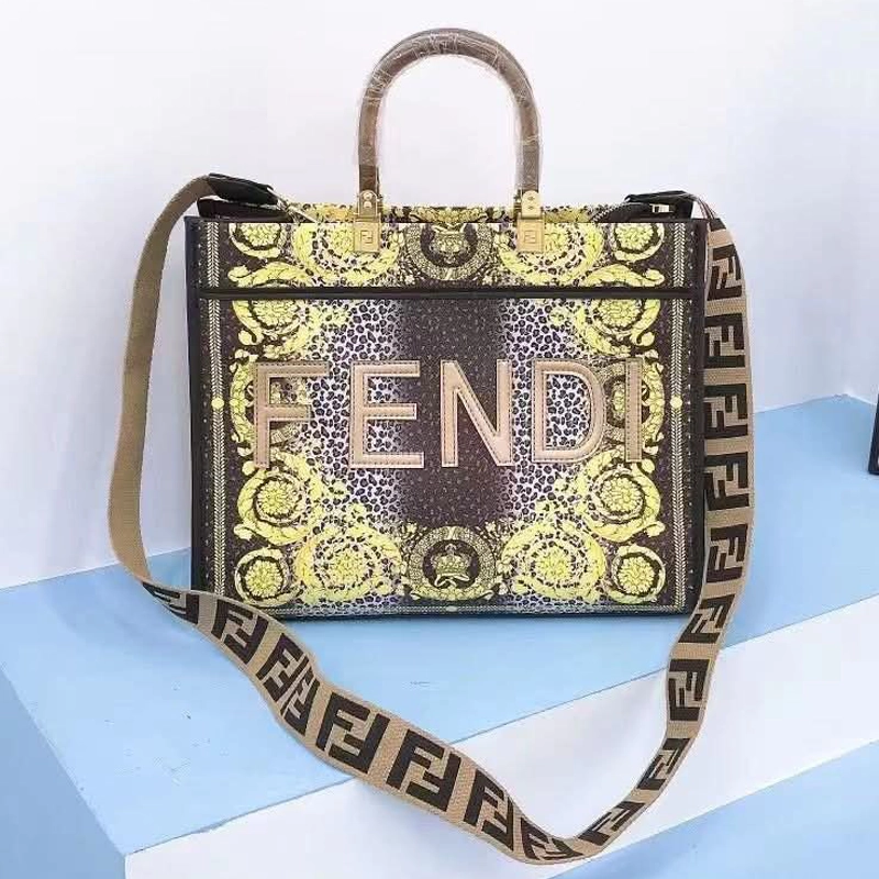 Designer-inspired Roma x Versace Sunshine Leather Tote Multicolour Bag