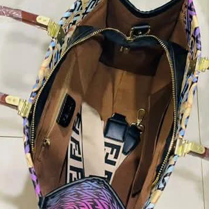 Designer-inspired Roma x Versace Sunshine Leather Tote Multicolour Bag