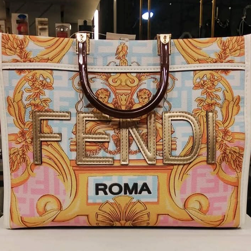 Designer-inspired Roma x Versace Sunshine Leather Tote Multicolour Bag