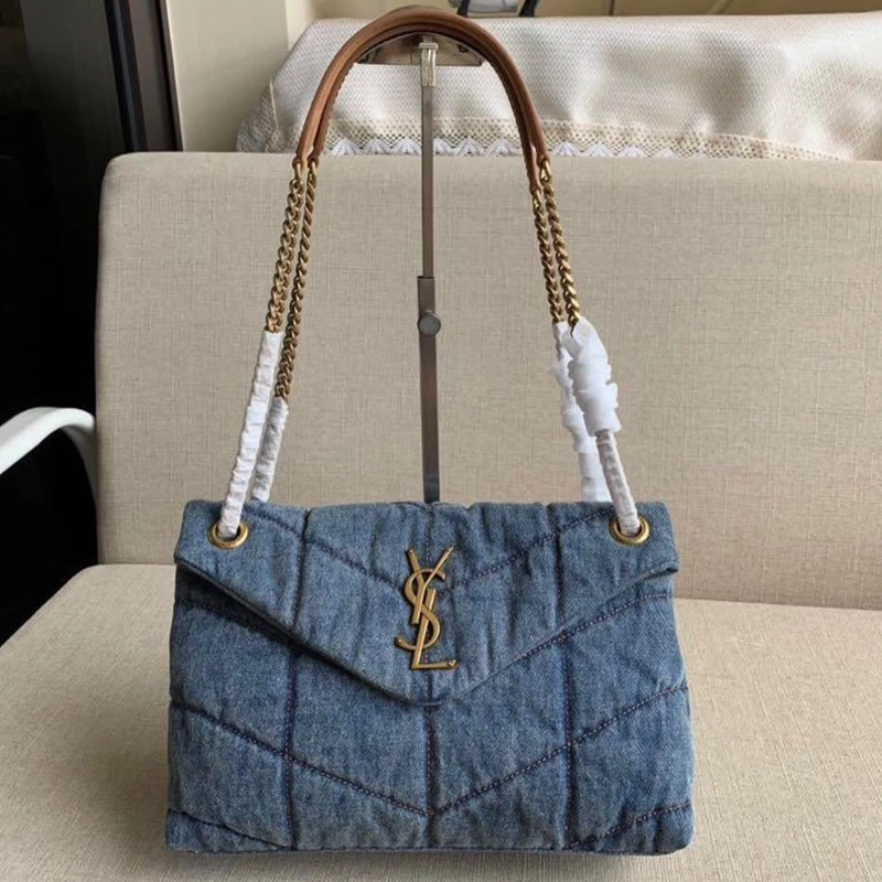 Loulou Mirror Quality Denim Shoulder Blue Bag