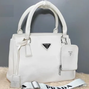 Designer-inspired Galleria Saffiano Satchel Shoulder White Bag