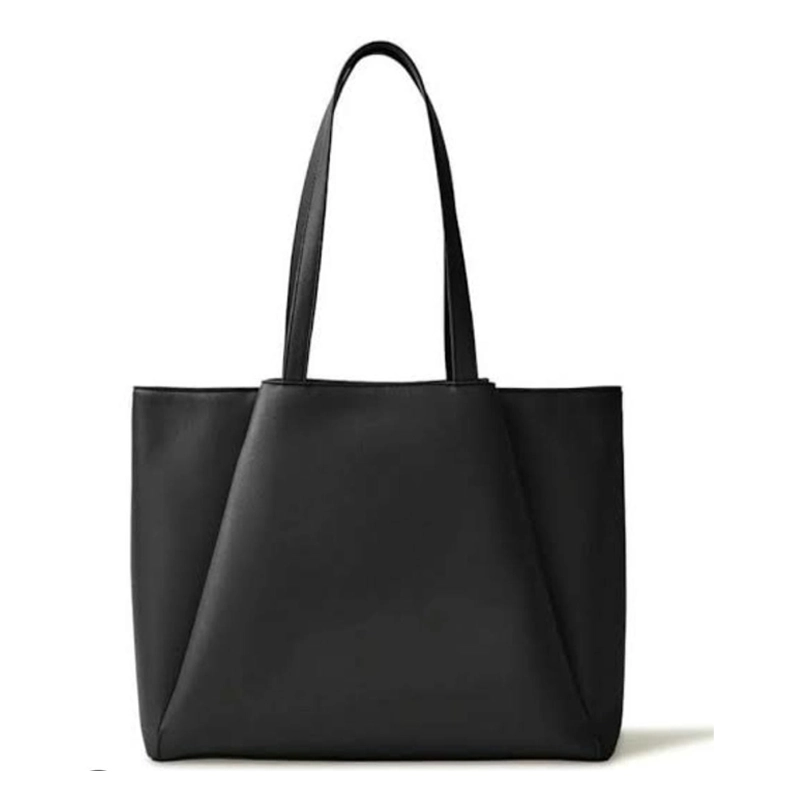 Female Laptop Work Tote Black Bag with Zip Compartments