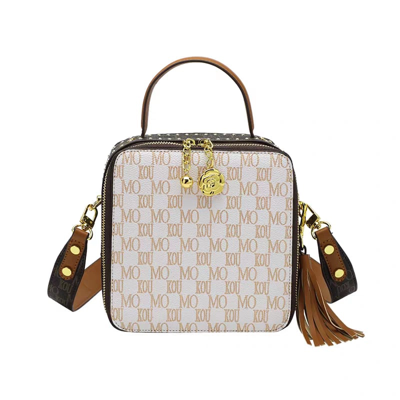 Girls Rivet Small Square Box White Bag