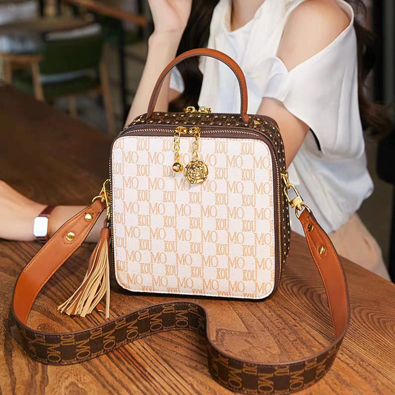 Girls Rivet Small Square Box White Handbag
