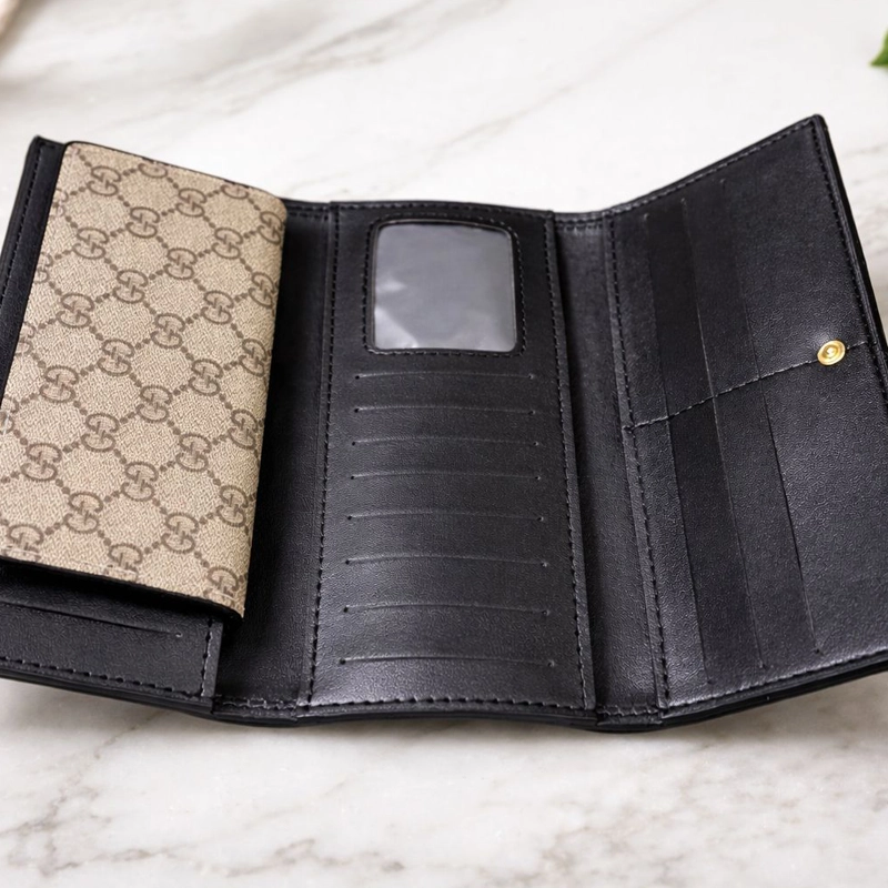 High End GG Supreme Horsebit 1955 Beige Black Wallet