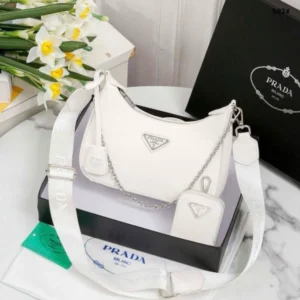 High End Re Edition 2005 Saffiano Shoulder Crossbody White Bag