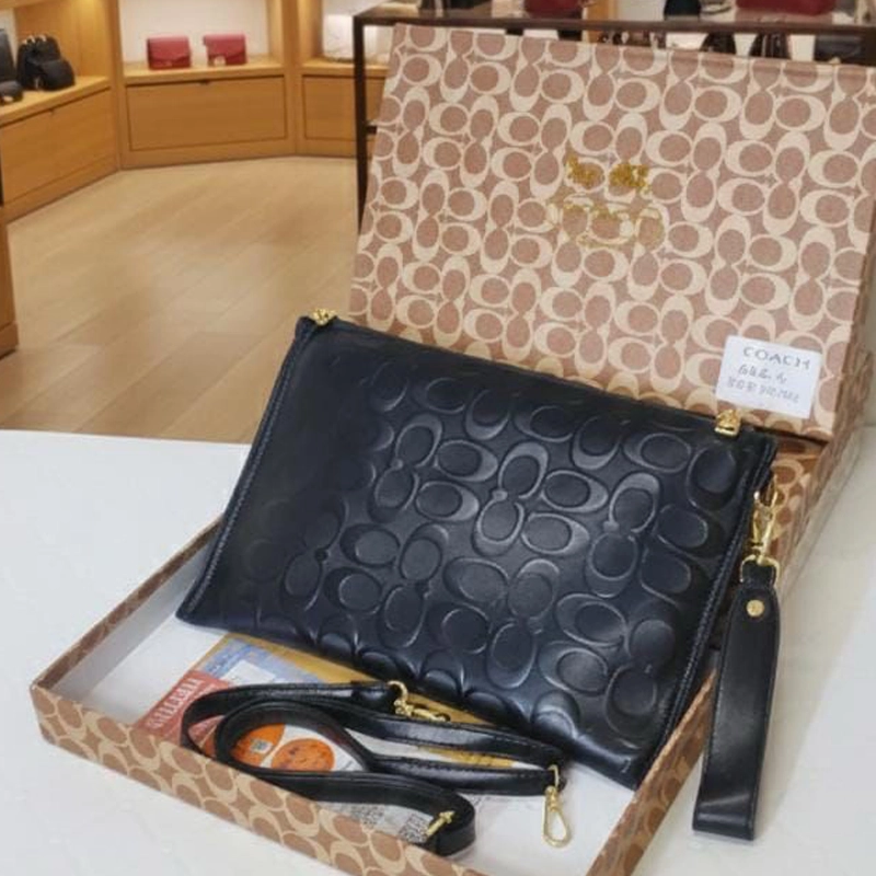 High End Signature File Pouch Sling Crossbody Black Bag
