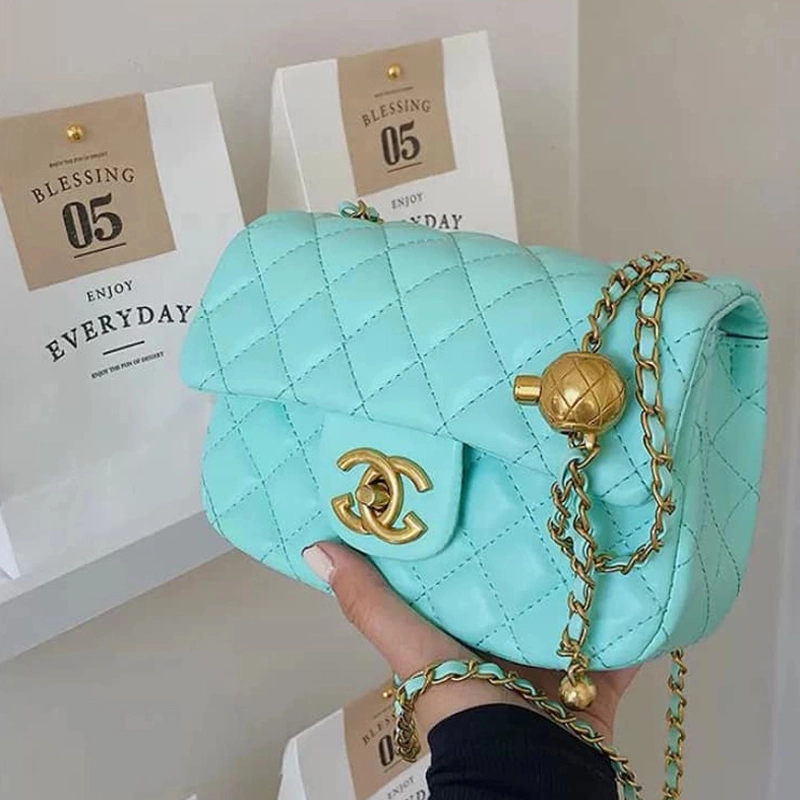 Lambskin Quilted Square Classic Flap CC Turn-lock Green Bag