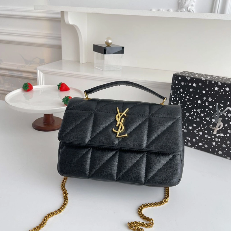 Premium Imported College Medium Chain Leather Shoulder Black Bag