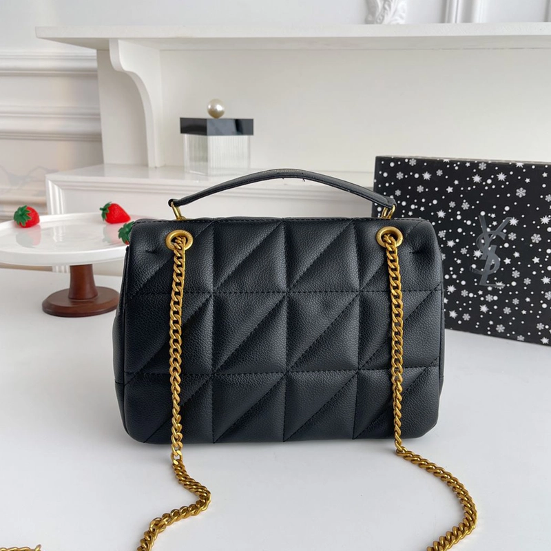 Premium Imported College Medium Chain Leather Shoulder Black Handbag