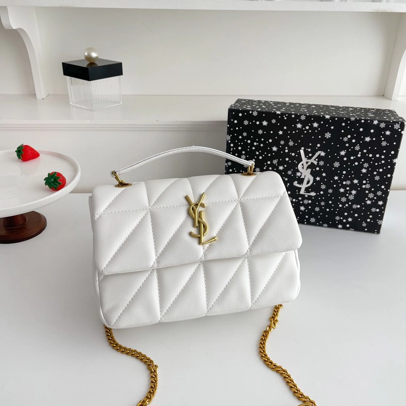 Premium Imported College Medium Chain Leather Shoulder White Bag