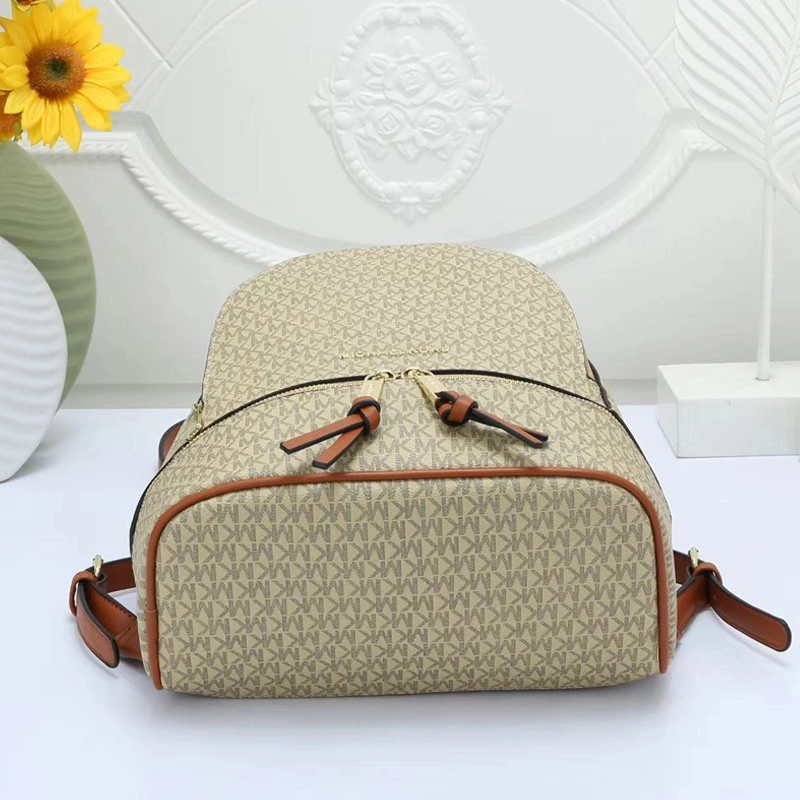 Premium Imported Rhea Medium Signature Logo Cream Backpack