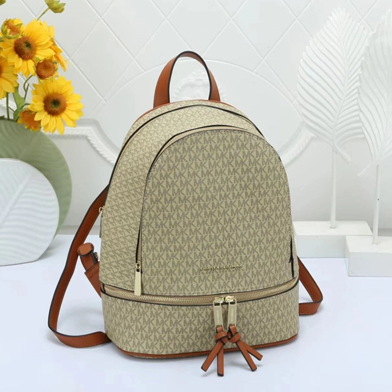 Premium Imported Rhea Medium Signature Logo Cream Backpack