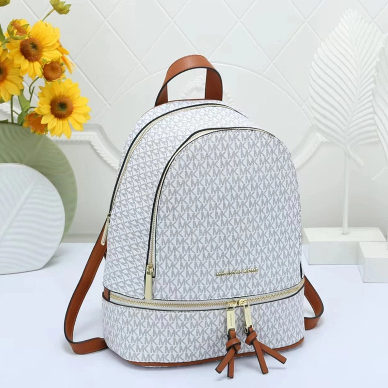 Premium Imported Rhea Medium Signature Logo White Backpack