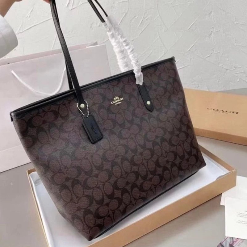 Premium Imported Signature Large City Tote Coffee Black Bag