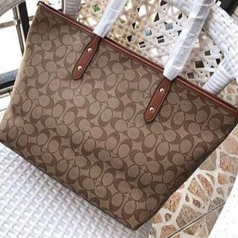 Premium Imported Signature Large City Tote Khaki Tan Handbag