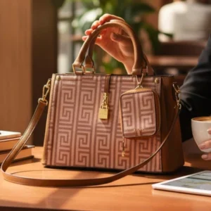 Designer-inspired Baeli Textured Brown Satchel Handbag