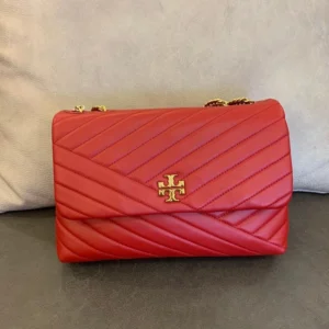 Designer-inspired Kira Chevron Convertible Shoulder Red Hand Bag