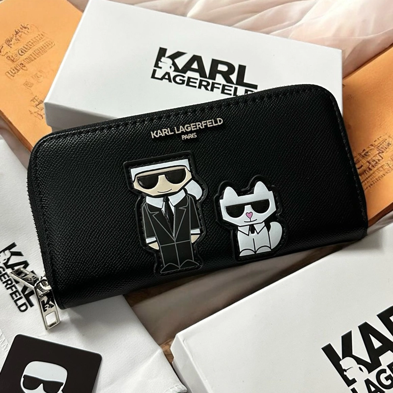 Designer-inspired Ikonik Double Zipper Black Wallet