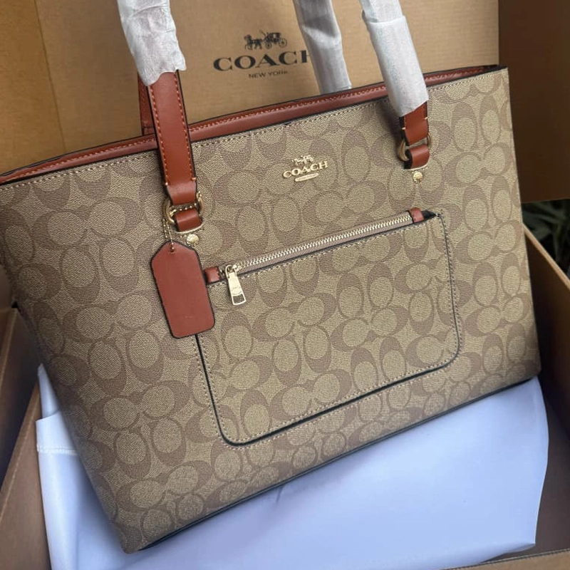 Mirror Quality Gallery Signature Shoulder Tote Khaki Tan Bag