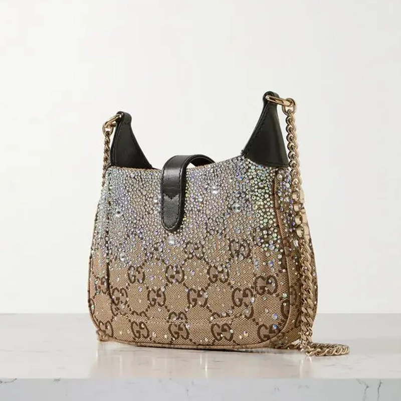 Mirror Quality Jackie Notte Crystal Shoulder Beige Hand Bag