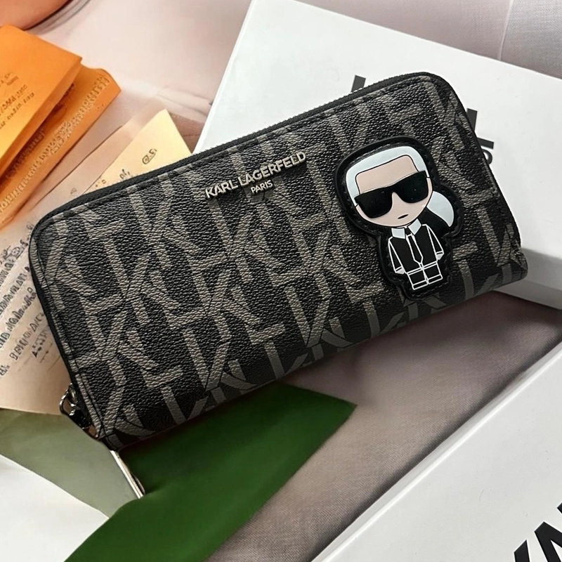 Mirror Quality K/Ikonik Monogram Double Zipper Black Wallet