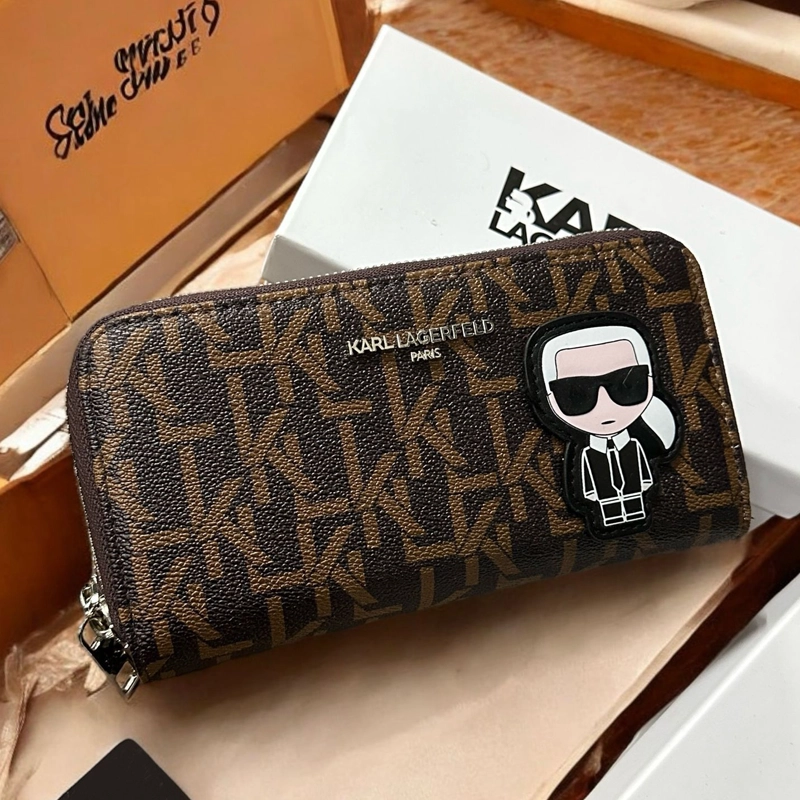 Mirror Quality K/Ikonik Monogram Double Zipper Brown Wallet