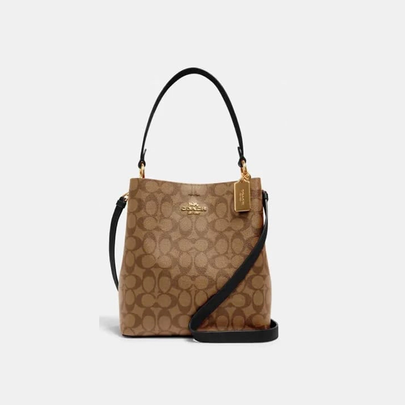 Mirror Quality Town Signature Bucket Khaki Black Bag